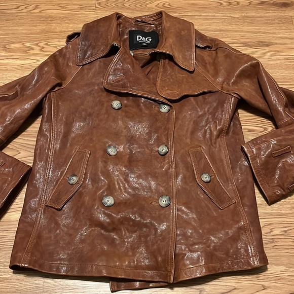 Dolce & Gabbana Women's Cognac Brown Leather Jacket Size 40 US Small - Picture 2 of 12